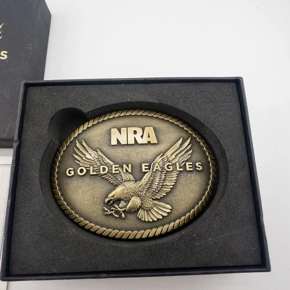 NRA Gold‎ Eagle Belt Buckle In Box With COA